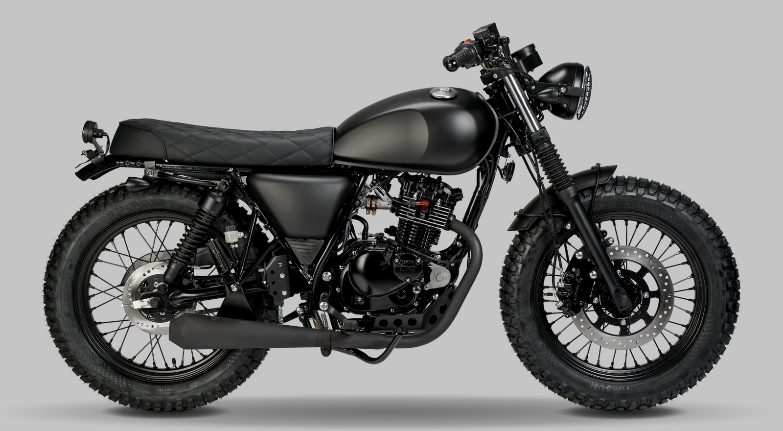 Rugged all terain Matt Black motorcycle with 125cc